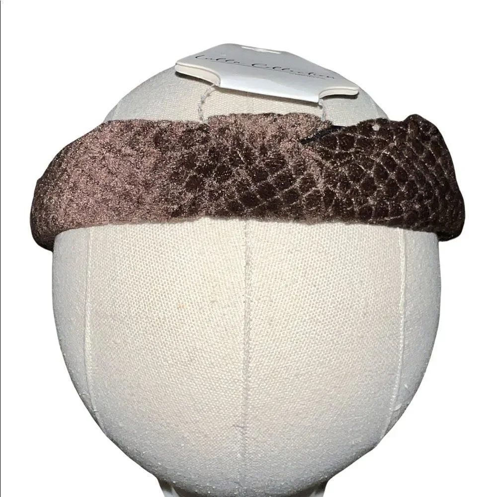 Lulla Collection by Bindaya Brown Velour Quilted Knotted Headband One Size New